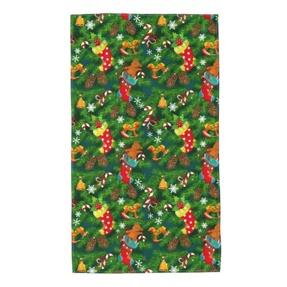 Balery Cute Christmas Stocking Bear Toalla de Microfibra Premium con Estampado – 27.5x16 pulgadas, Alta Absorción, Suave y Aterciopelada, Secado Rápido