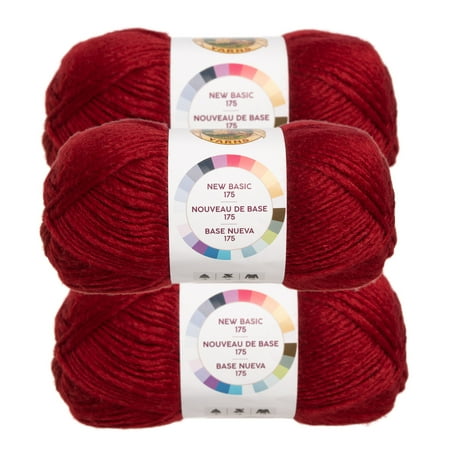 Craft Yarn Cream - Lion Brand (3 Pack) New Basic Acrylic & Wool Soft Yarn for Knitting Crocheting Medium #4