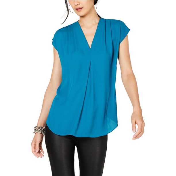 INC Blusa con pliegues invertidos para mujer, verde, XX-Large