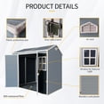 thumbnail image 4 of 4x8 FT Outdoor Storage Shed, Resin Garden Tool Shed with 2 Windows and Floor, Plastic Tool Storage Shed for Patio Furniture, Backyard Garden Patio Lawn, Grey, 4 of 6