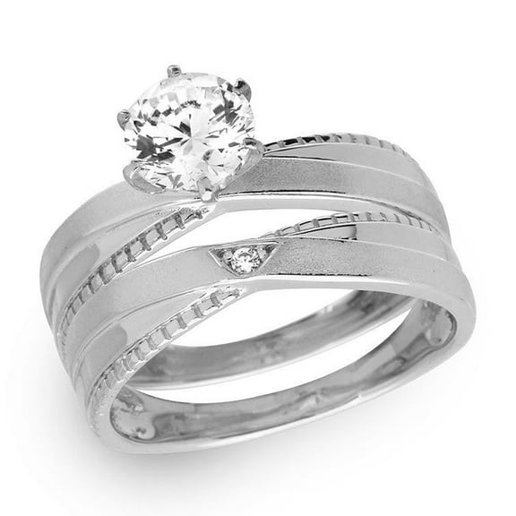 Sterling Silver 925 Rhodium Plated Clear CZ Solitaire Bridal Ring Band White Female Size 6