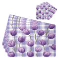thumbnail image 4 of Square Leather Placemat Set One SizeX2 Heat-Resistant Washable Kitchen Table Decorations Lovely Lavender Tulip Flowers, 4 of 8