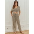 thumbnail image 4 of MINTREUS Women's Ribbed Knit Pajama Set Soft Lounge Set Lightweight Sleepwear Two Piece Matching Outfits Set, 4 of 7