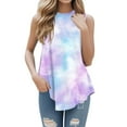 thumbnail image 4 of Xyxonk Women Tank Tops Loose Fit Plus Size Casual Travel Square Neck Tank Tops Swing Tie Dye Print Sleeveless Summer Shirts Beach Vacation Clothes Light Purple M, 4 of 5