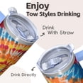 thumbnail image 4 of 20oz Travel Coffee Mug Stainless Steel With Handle Geometric Pattern Leak Proof Straw Lid Thermal Insulated Beverage Cup, 4 of 5