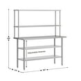 thumbnail image 4 of Flash Furniture Portable Prep and Work Table with NSF Certified 18 Gauge Stainless Steel Top Shelf and Double Overshelves, 2 Galvanized Steel Undershelves, 4 of 9