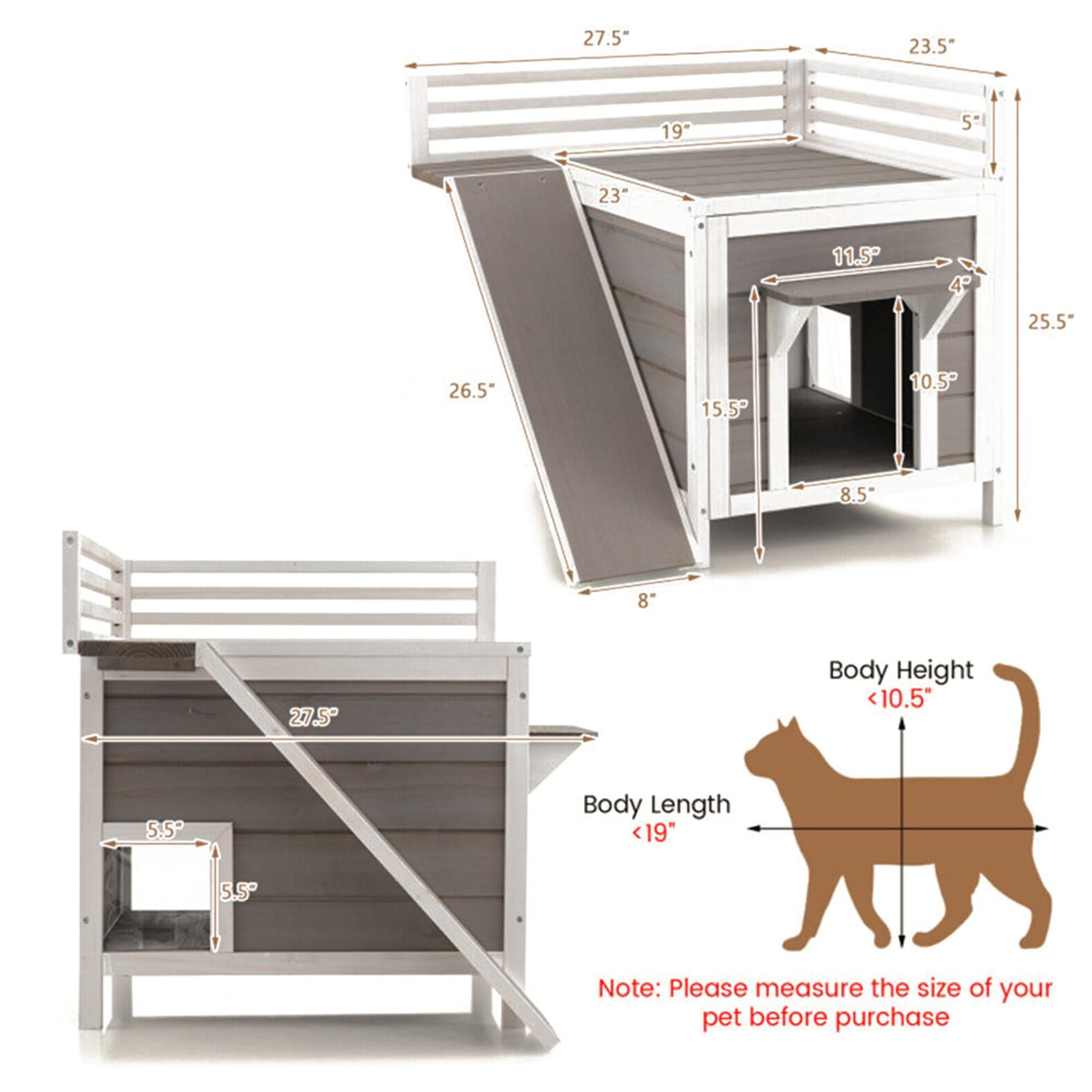 Pefilos 27" Outdoor Cat House, Wood Cat Condo for Small Cats, Weatherproof Cat Shelter with Escape Door, Gray Pefilos 27" Outdoor Cat House, Wood Cat Condo for Small Cats, Weatherproof Cat Shelter with Escape Door, Gray