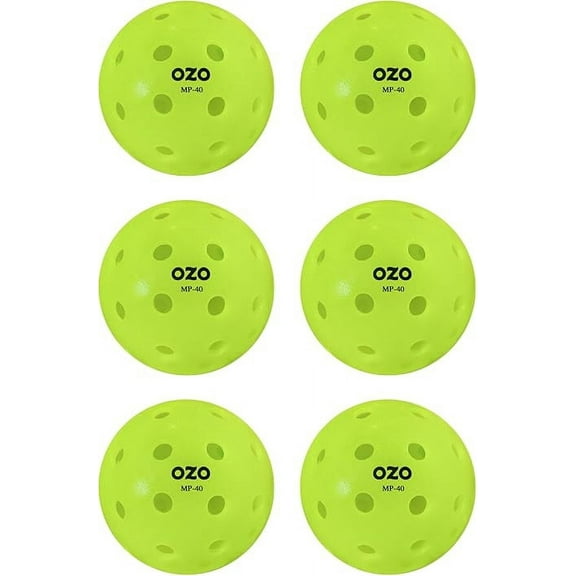 OZO Pickleball Set of 6 Outdoor Balls, Rotational Mould