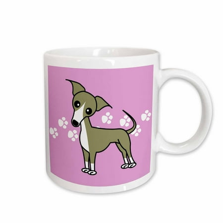

3dRose Cute Italian Greyhound Fawn Tan Purple Pawprint Background Ceramic Mug 15-ounce
