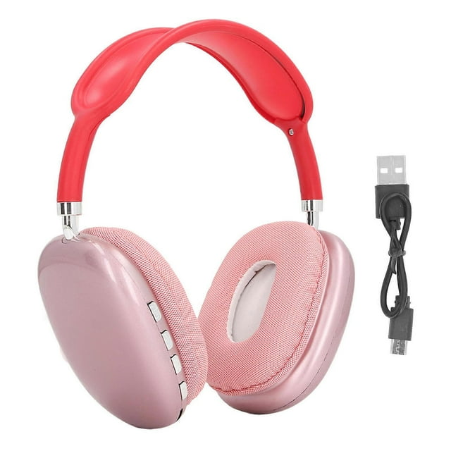 Over Ear Headphones Powerful Deep Bass Wireless Bluetooth Headphones Hands Free Calling Ergonomic Stereo Headsets Red