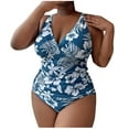 thumbnail image 2 of Trajes de baño Amzcrzy Tankini para mujer, trajes de baño, trajes de baño, bikini con control de abdomen, moda para mujer, talla grande, estampado floral, traje de baño ajustado, azul, 4XL, 2 of 6