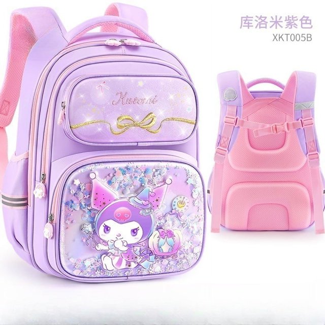 Mochila de estudiante Sanrio de dibujos animados genuinos mochila Kuromi estilo Kt hombros de gran capacidad