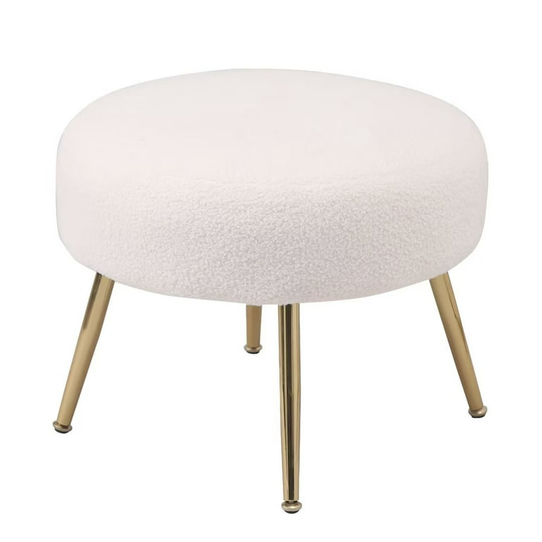 Modern Accent Chair, Teddy Short Plush Particle Velvet Armchair with  Ottoman White-ModernLuxe