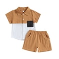 thumbnail image 2 of VOLTEY Kids Baby Boys Summer 2PCS Clothes Set,Toddler Boys Contrast Color Short Sleeve Pocket Turn-Down Collar Tops Solid Color Shorts Outfit , 1-6 Years, 2 of 9