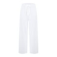 thumbnail image 4 of JGNGSHN Pajama for Men Drawstring Wide Leg Lounge Solid Color Pants Pjs Bottoms with Pocket Button Fly Button Casual Elastic Waist Sleep Pant, 4 of 7