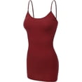 thumbnail image 2 of RT1002 Ladies Adjustable Spaghetti Strap Basic Long Cami Tank Top Burgundy S, 2 of 5