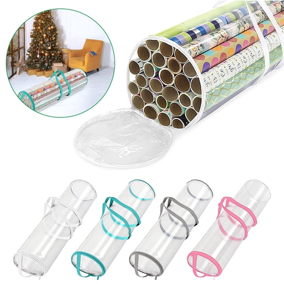 Msgweeeg Gift Wrap Storage Bag Large Capacity Wrapping Paper Organizer Roll Holder Container with Handles for Christmas Birthday Holiday Supplies and Craft Organization