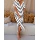 thumbnail image 2 of Vestido largo a rayas de verano para mujer 2024, manga corta informal, cuello en V, abertura lateral de punto suelta, 2 of 5