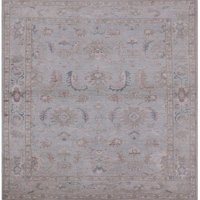 Ahgly Company Tapis d'Intérieur Carré Mid-Century Moderne Argent Rose Rose Zone Orientale, 7' Carré