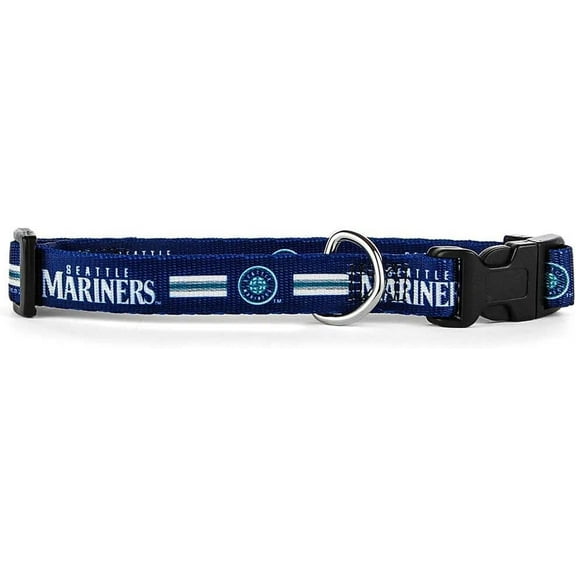 Seattle Baseball Mariners 12 1/4" to 14 3/4" adjustable Medium Nylon Dog Collar