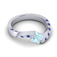 thumbnail image 3 of 1.25 Carat Sparkle Princess Cut Aquamarine & Blue Sapphire Gemstone Engagement Ring for Ladies Solid 18K White Gold Size 10.5 by Diamond-Capitals, 3 of 8
