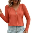 thumbnail image 2 of BLCHUNen Womens Blouses Long Sleeve Casual Lightweight Breathable V Neck Pullover Outdoor Relaxed Fashion Fall Tops, 2 of 6