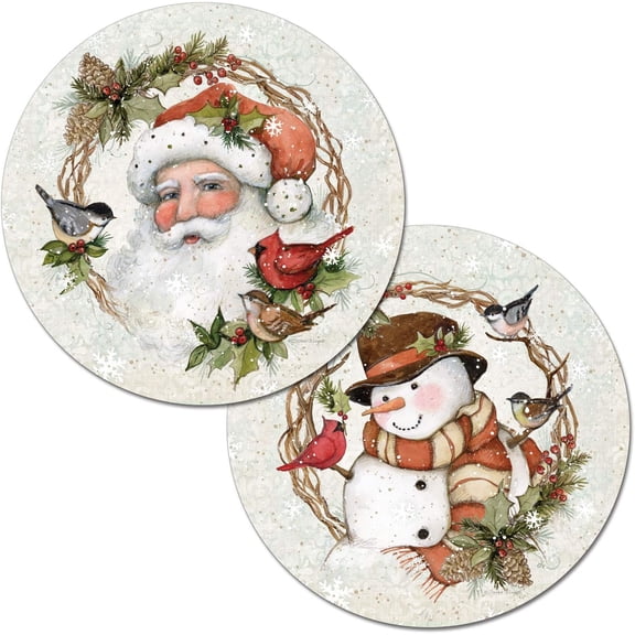 CounterArt Winter Forest Round Reversible Easy Care Plastic Placemat Set of 2 Made in The USA