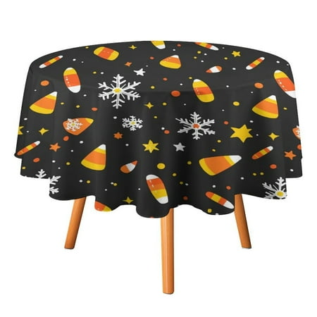 

JINGDS Halloween Snowflakes Candy Corn Mix-764 Round Table Cloth Halloween Tablecloth Thanksgiving Day Table Cloth Round Cover Circle Tablecloth for Halloween Thanksgiving Fall Party