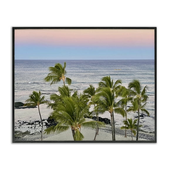 Stupell Industries Afternoon Palms Horizon Landscape Photography Black Framed Art Print Wall Art, 14 x 11