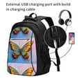 thumbnail image 2 of Wukai Oil Painting Beautiful Butterfly Travel Laptop Backpack: Business Water-Resistant Bag with USB Charging Port, Ideal College Backpack for Men & Women, 2 of 6