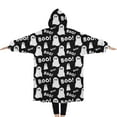 thumbnail image 2 of Oversized Wearable Blanket Hoodie,Halloween Ghost Boo Pattern Sherpa Blanket Hoodie with Super Pockets,Super Warm Fuzzy Pullover for Women & Men, 2 of 6