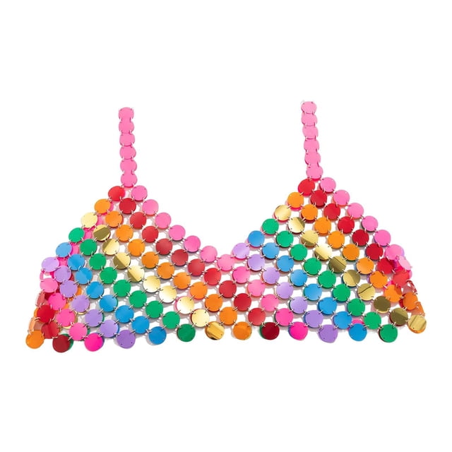 Sujetador de Lentejuelas Sonducket Cuerpo Cadena Joyería Brillante Festival Multicolor
