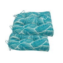 Waterproof Outdoor Chair Cushions Set of 2, 19x19x3.5 Inch Patio Seat Cushions with Ties, Tufted High-Density Foam Pads for Patio Furniture, Garden, Kitchen, and Office Chairs