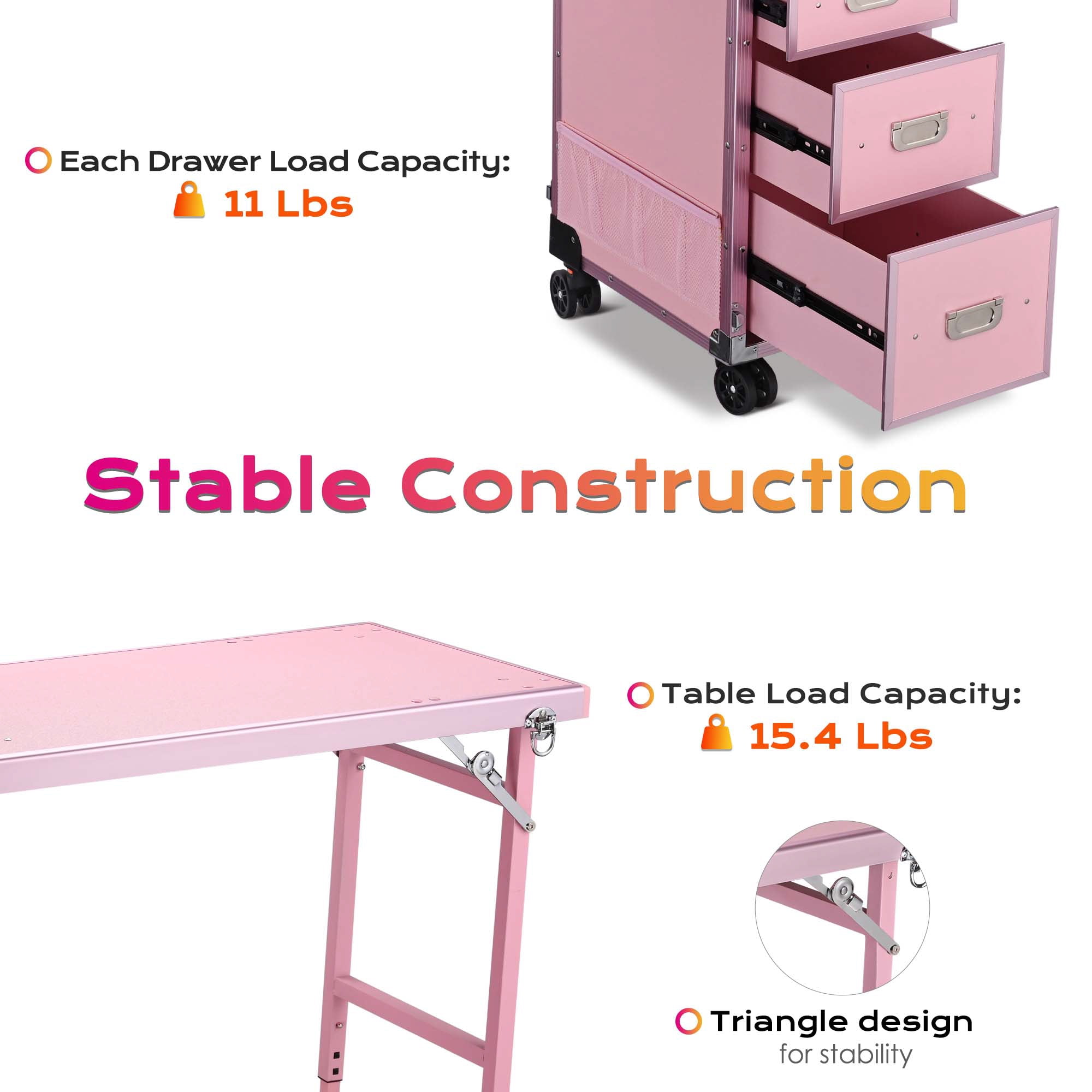 Byootique Nail Desk Mobile Station Rolling Makeup Manicure Table Nail Artist
