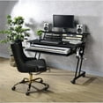 thumbnail image 2 of Pemberly Row 1-Shelf Music Recording Studio Desk in Black with 1 Keyboard Tray, 4 Caster Wheels, 1 Cup Holder, 47"L x 27"W x 38"H, 2 of 7