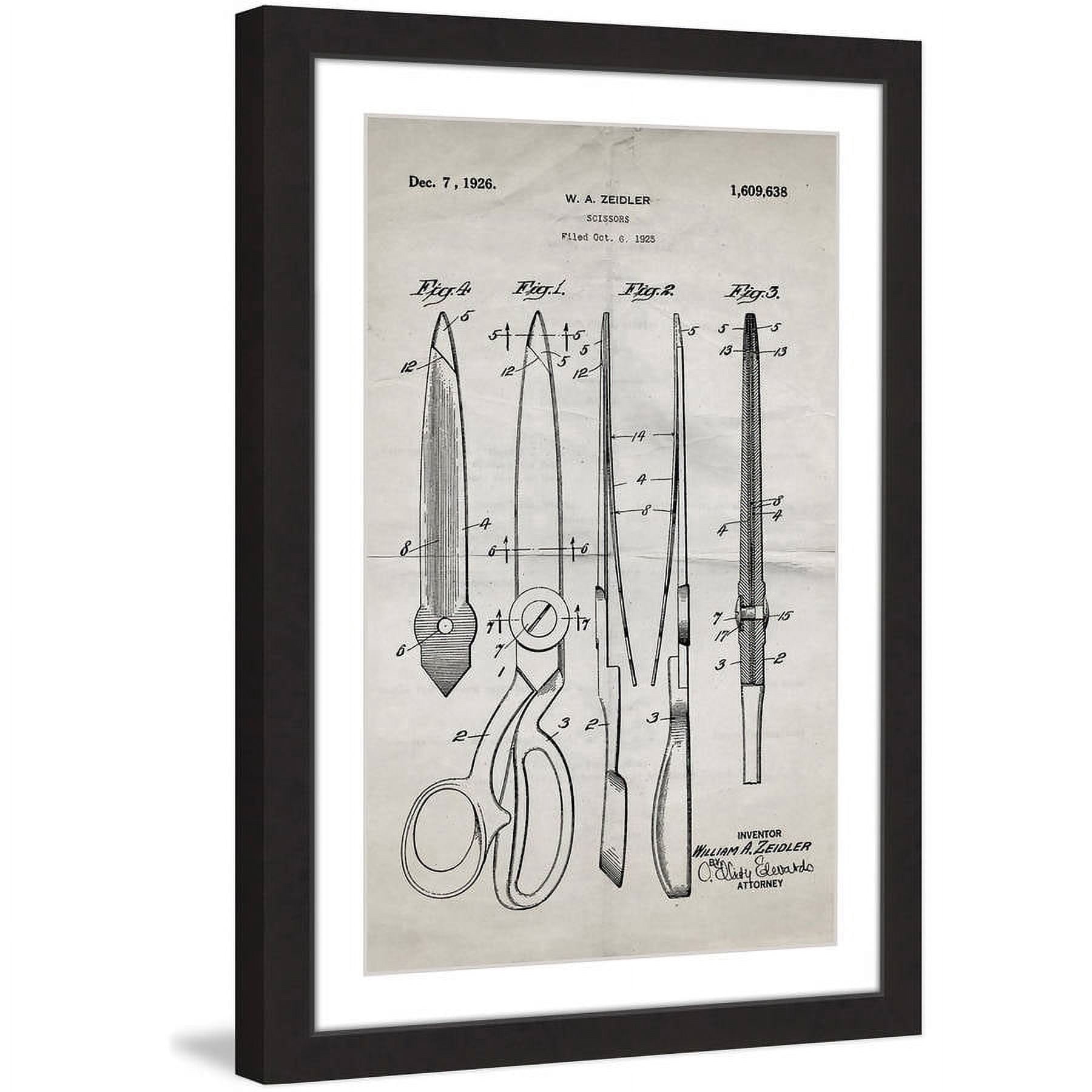 "Scissors 1925 Old Paper" Framed Painting Print