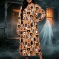 thumbnail image 4 of SELONE Halloween Nightgowns for Women Plus Size Nightshirts Pumpkin Skeleton Long Sleeve Maxi Dress Vacation Homewear, 4 of 8