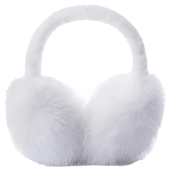 TELOLY Winter Ear Muffs for Women Men - Foldable Fuzzy Earmuffs Faux Fur Ear Warmer, Perfect Ear Covers for Cold Days, White Earmuffs