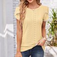 thumbnail image 2 of XMMSWDLA Womens Tops Eyelet Embroidery Summer Spring Fashion Clothes Going Out 2024 Casual Short Sleeve Blouse T Shirts Womens Tops, 2 of 9
