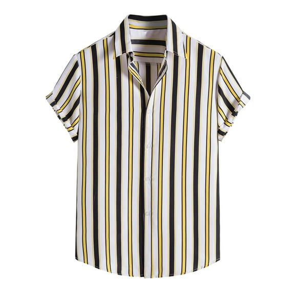 adviicd Men Summer Hawaii Lapel Top Printed Turndown Collar Loose Top Short Sleeves Mens Rayon Shirts Short Sleeve