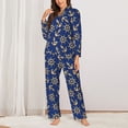 thumbnail image 2 of KLL Anchors and Nautical Print Women's Long Sleeve Pajamas with Pants Sleepwear Loungewear 2 Set-X-Large, 2 of 7