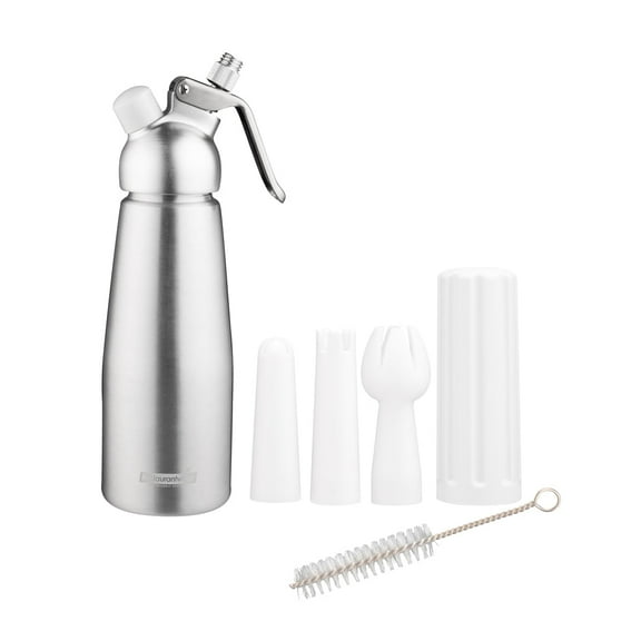 Whip Tek 0.5L Aluminum Whipped Cream Dispenser - with 3 Plastic Decorator Tips - 1 count box