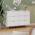 thumbnail image 1 of Commode Cannelée à 6 Tiroirs, Grand Commode Moderne en Bois avec Poignée en Métal, Commode pour Chambre, Salon, Couloir, Blanc, 1 of 8