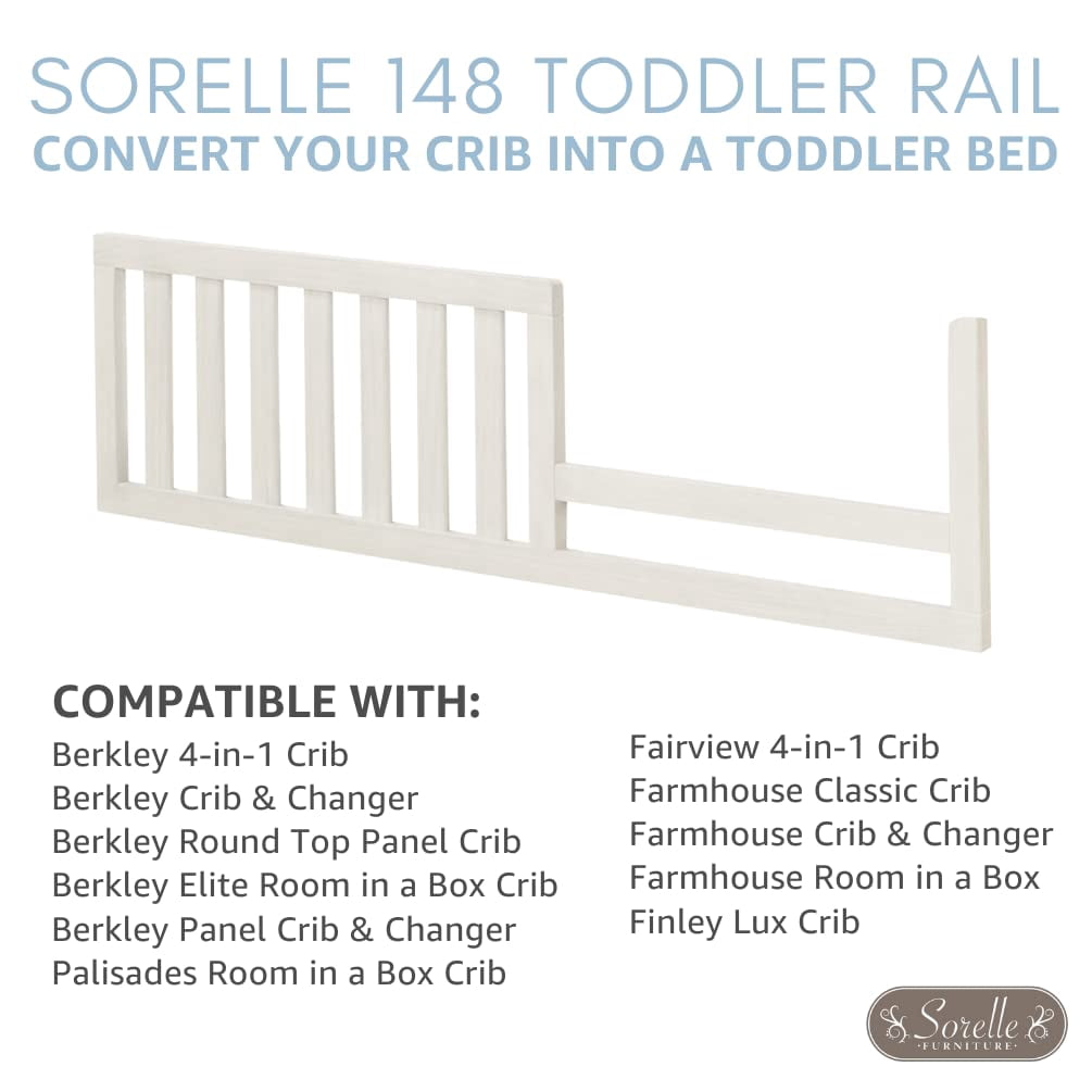 Pemberly Row Wood Toddler Guardrail Rail in Weathered White