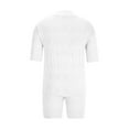 thumbnail image 4 of Men's 2 Piece Outfits Cable Knit V Neck Tee and Shorts Oversized Sweater Sets White, 4 of 5