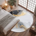 thumbnail image 3 of 3.3ft Round Rug, Grey White Marble Non-Skid Rubber Backing Large Area Rugs - Living Room Bedroom Home Office, Ink Painting Modern Abstract Indoor Floor Mat Carpets Washable Rug, 3 of 9