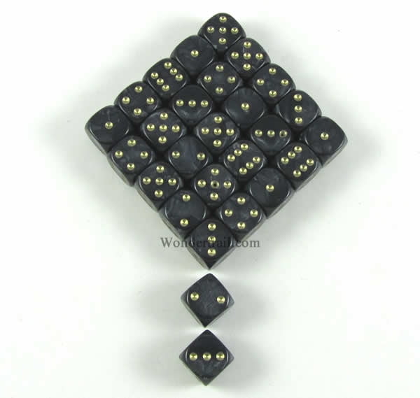 BLACK 12MM d6 PEARL DICE set