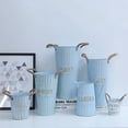 thumbnail image 3 of Minkissy Floral Bucket Flower Bucket Blue Iron Retro Atmosphere 1Set, 3 of 8