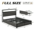 thumbnail image 3 of Fluest Full Bed Frame with 2-Tier Storage Headboard, USB Port and LED Light, 4 Storage Drawers, Grey, 3 of 8