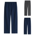 thumbnail image 5 of Men's Plaid Pajamas Pants Elastic Waist Wide Leg Casual Loose Cropped Pants Sleepwear Homewear Loungewear Pants Navy,L, 5 of 5